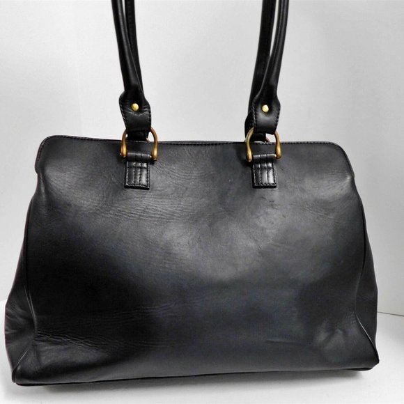 Clever Carriage Company French Black Leather Rose Large Satchel - Picture 4 of 6